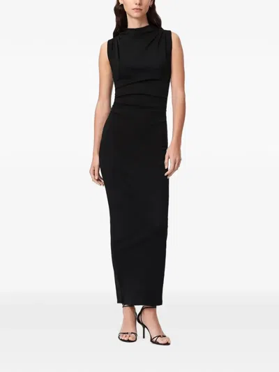 Allsaints Katarina Ruched Sleeveless Maxi-dress In Black