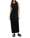 Allsaints Womens Black Katarina Side-ruched Slim-fit Cotton Maxi Dress In Black