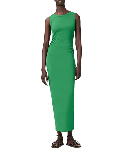 Allsaints Cotton Katarina Boat Neck Slim Fit Maxi Dress In Green