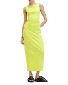 Allsaints Womens Zest Lime Gree Katarina Side-ruched Slim-fit Cotton Maxi Dress In Zest Lime