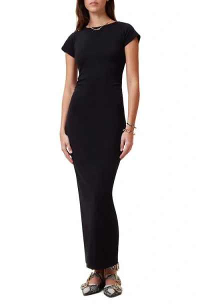 Allsaints Katarina Short Sleeve Slim Fit Maxi Dress In Black