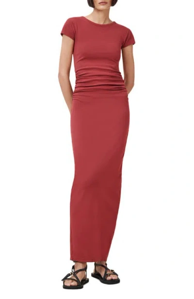 Allsaints Womens Burnt Brick Re Katarina Slim-fit Stretch Organic-cotton Maxi Dress In Red