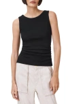 Allsaints Womens Black Katarina Straight-neck Sleeveless Cotton Tank