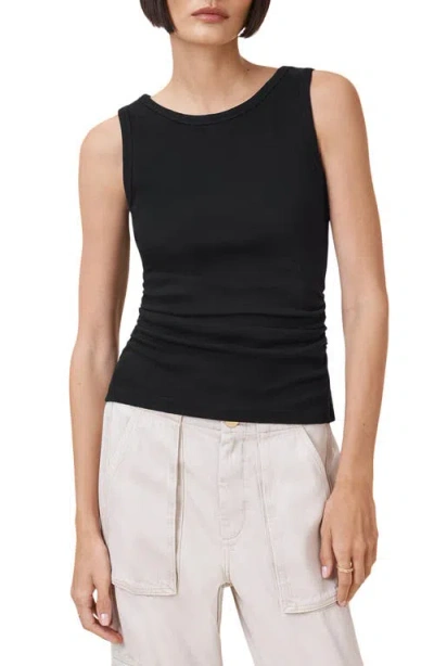 Allsaints Womens Black Katarina Straight-neck Sleeveless Cotton Tank