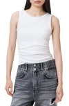 Allsaints Womens Optic White Katarina Straight-neck Sleeveless Cotton Tank