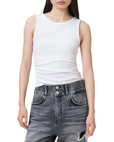 Allsaints Womens Optic White Katarina Straight-neck Sleeveless Cotton Tank