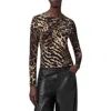 Allsaints Katlyn Leopard Print Jersey Top In Animal Print