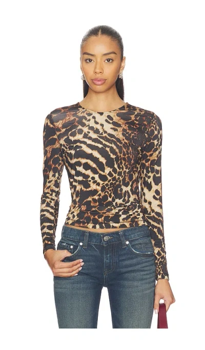Allsaints Womens Katlyn Leopard-print Long-sleeve Stretch-jersey Top Pardus Honey B In Animal Print