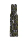 Allsaints Kaya Batu Floral Print Sleeveless Dress In Green