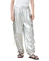 Allsaints Kaye Relaxed Fit Drawcord Pants In Metallic Silver