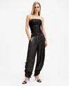 Allsaints Kaye Relaxed Fit Drawcord Trousers In Metallic Black