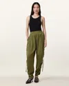 Allsaints Kaye Ruched Cargo Pants In Khaki Green