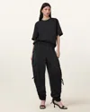 Allsaints Kaye Straight Fit Drawcord Trousers In Black