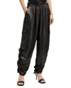 Allsaints Kaye Relaxed Fit Drawcord Trousers In Metallic Black