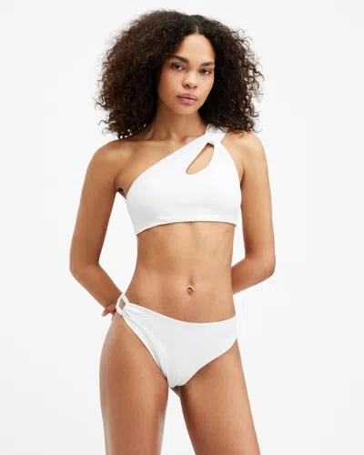 Allsaints Kayla One Shoulder Bikini Top In White