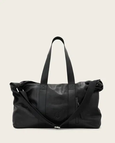 Allsaints Kei Leather Weekender Bag In Black