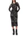 Allsaints Womens Evolve Slate G Keiko Abstract-pattern Stretch-mesh Midi Dress In Evolve Slate Grey