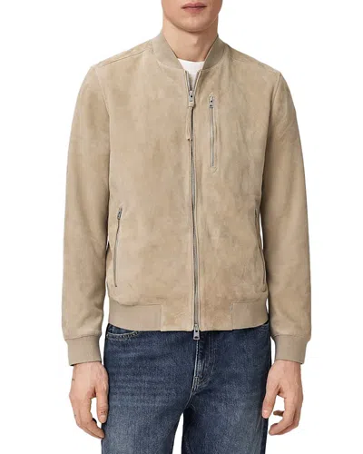 Allsaints Kemble Suede Bomber Jacket In Brown