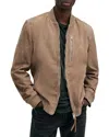 Allsaints Kemble Suede Bomber Jacket In Acre Brown