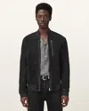 Allsaints Kemble Suede Bomber Jacket In Black