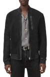 Allsaints Kemble Suede Bomber Jacket In Black