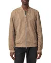 Allsaints Kemble Suede Bomber Jacket In Corn Brown