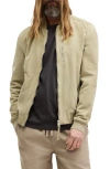 Allsaints Kemble Suede Bomber Jacket In Herb Green