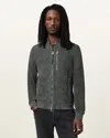 Allsaints Kemble Suede Bomber Jacket In Slatestone Grey