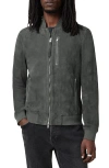 Allsaints Kemble Suede Bomber Jacket In Slatestone Grey