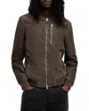 Allsaints Kemble Suede Bomber In Woodland Brown