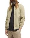 Allsaints Kemble Suede Bomber Jacket In Herb Green