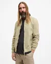 Allsaints Kemble Suede Bomber Jacket In Herb Green