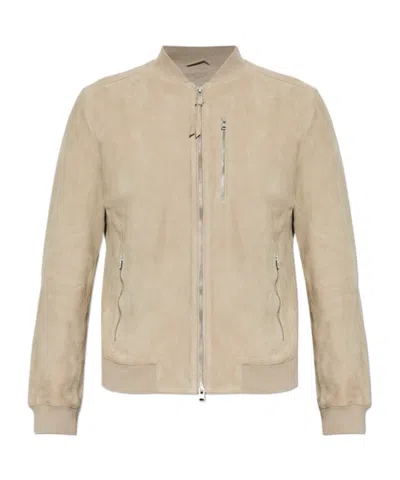 Allsaints Kemble Zip-up Bomber Jacket In Neutral