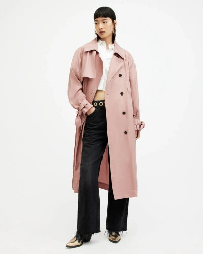 Allsaints Kikki Relaxed Trench Coat In Rich Tan Pink