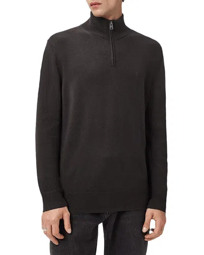 Allsaints Kilburn Funnel Neck Quarter Zip Sweater In Gray