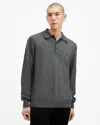 Allsaints Merino Wool Mode Polo Shirt In Carter Grey