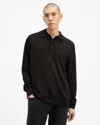 Allsaints Kilburn Long Sleeve Polo Jumper In Coffee Brown