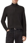 Allsaints Kilburn Mock Neck Wool Blend Quarter Zip Sweater In Black