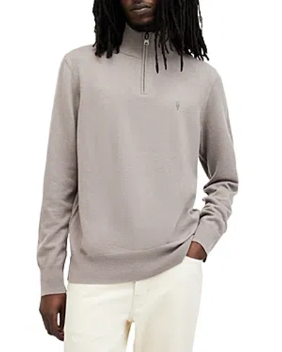 Allsaints Kilburn Quarter Zip Sweater In Chestnut Taupe