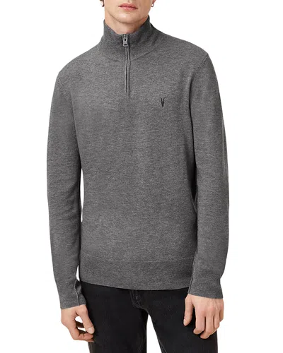 Allsaints Kilburn Funnel Neck Wool Blend Quarter Zip Sweater In Gray