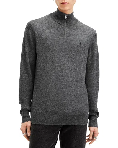 Allsaints Kilburn Funnel Neck Wool Blend Quarter Zip Sweater In Gray