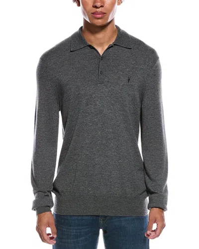 Allsaints Kilburn Wool-blend Polo Sweater In Gray