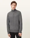 Allsaints Kilburn Zip Funnel Neck Ramskull Jumper In Monument Grey