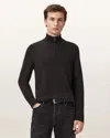 Allsaints Kilburn Mock Neck Wool Blend Quarter Zip Sweater In Black