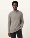 Allsaints Kilburn Zip Funnel Neck Ramskull Jumper In Chestnut Brown