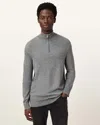 Allsaints Kilburn Zip Funnel Neck Ramskull Jumper In Fossil Grey