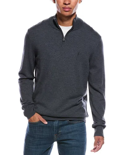 Allsaints Kilburn Zip Wool-blend Funnel Neck Sweater In Gray