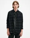 Allsaints Eastburn Checked Corduroy Ramskull Shirt In Navy Blue