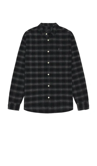 Allsaints Kink Long Sleeve Shirt In Navy Blue