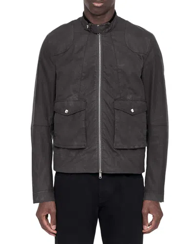 Allsaints Kirk Cotton Zip Pocket Jacket In Gray